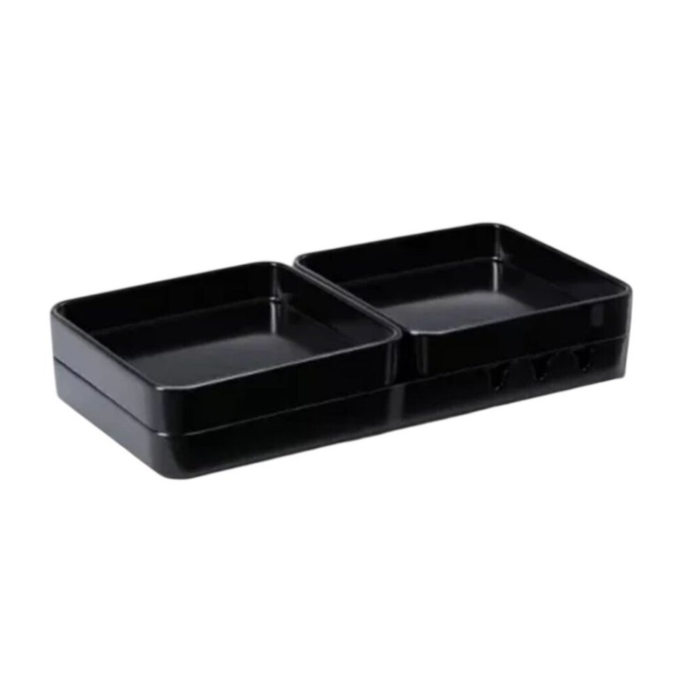 3 Piece Black Stackable Tray Set By Room Essentials Bamboo Melamine BPA Free